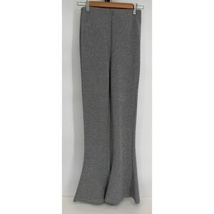 HM Womens Silver Metallic Flare Pants High Waisted Glitter Bell Bottoms Sz S